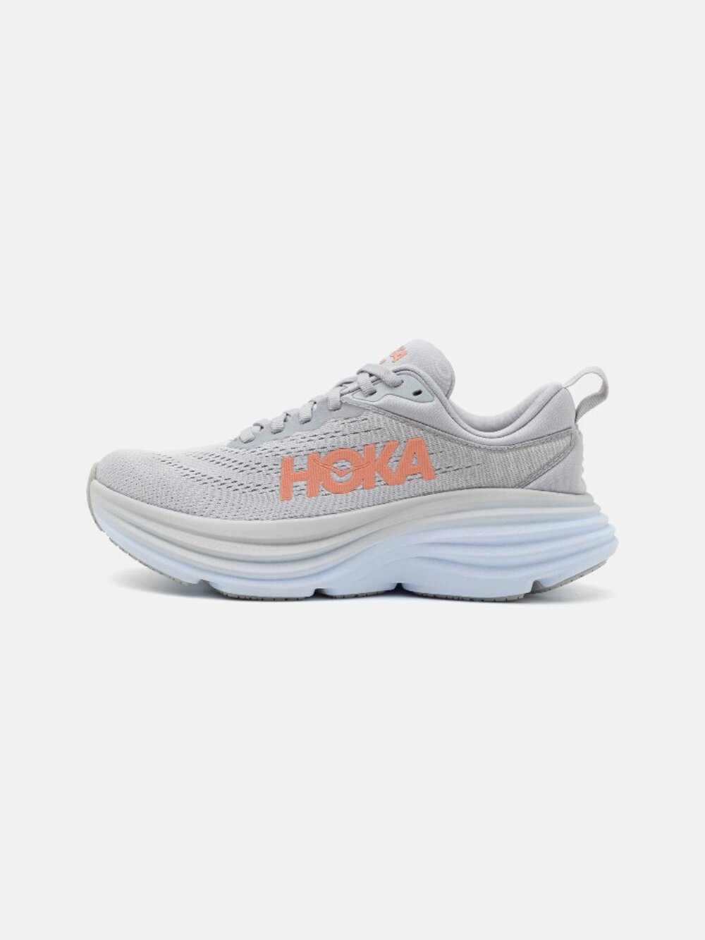 Hoka One One Women's Light Gray Orange Bondi 8 Running Shoes Size US 8.5B